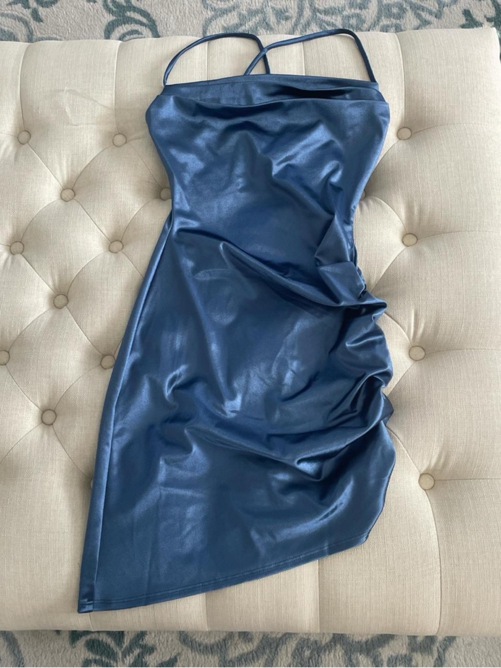 Windsor Navy Blue Satin Mini Slip Dress